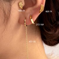 1 Piece Casual Feather Wings Chain Inlay Copper Zircon Earrings main image 1