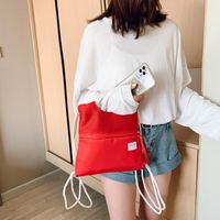 Small Waterproof Solid Color Casual Daily Drawstring Backpack sku image 3