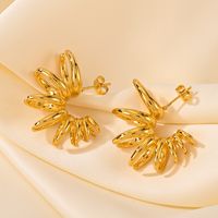 1 Pair IG Style Vintage Style Classic Style Water Droplets Starfish Solid Color Titanium Steel 18K Gold Plated Ear Studs main image 5