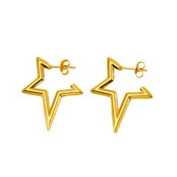 1 Pair Elegant Lady Modern Style C Shape Star Plating 316 Stainless Steel  Titanium Steel 18K Gold Plated Drop Earrings sku image 2