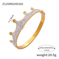 Acier Au Titane Plaqué Or 18K De Base Style Moderne Style Classique Placage Fission Incruster Ovale Couronne Strass Bracelet main image 3