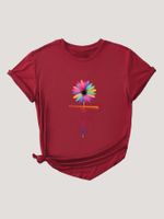 Women's T-shirt Short Sleeve T-Shirts Round Casual Chrysanthemum main image 6