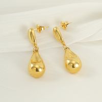 1 Pair Elegant Lady Modern Style Water Droplets Solid Color 304 Stainless Steel Titanium Steel 18K Gold Plated Drop Earrings main image 5