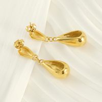 1 Pair Elegant Lady Modern Style Water Droplets Solid Color 304 Stainless Steel Titanium Steel 18K Gold Plated Drop Earrings main image 4