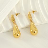 1 Pair Elegant Lady Modern Style Water Droplets Solid Color 304 Stainless Steel Titanium Steel 18K Gold Plated Drop Earrings main image 6