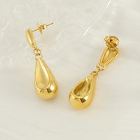1 Pair Elegant Lady Modern Style Water Droplets Solid Color 304 Stainless Steel Titanium Steel 18K Gold Plated Drop Earrings main image 7