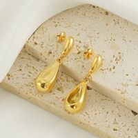 1 Pair Elegant Lady Modern Style Water Droplets Solid Color 304 Stainless Steel Titanium Steel 18K Gold Plated Drop Earrings main image 1