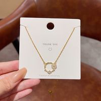 Fashion Heart Shape Titanium Steel Pendant Necklace Inlay Zircon Stainless Steel Necklaces 1 Piece sku image 8