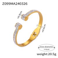 Titanium Steel 18K Gold Plated Basic Modern Style Classic Style Plating Inlay Flower Petal Rhinestones Bangle main image 2