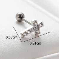 1 Piece Casual Simple Style Cross Chain Inlay Copper Zircon Ear Studs main image 2