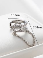 1 Piece Casual Simple Style Cross Chain Inlay Copper Zircon Ear Studs main image 3