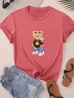 Women's T-shirt Short Sleeve T-Shirts Round Casual Bear main image 4