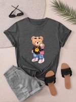 Women's T-shirt Short Sleeve T-Shirts Round Casual Bear main image 6