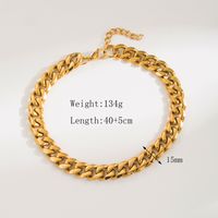 304 Stainless Steel 18K Gold Plated Hip-Hop Basic Streetwear Solid Color Necklace main image 2
