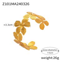 Titanium Steel 18K Gold Plated Basic Modern Style Classic Style Plating Fission Inlay Spray Flower Petal Artificial Pearls Bangle sku image 4