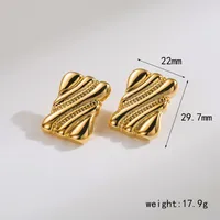 1 Pair Retro Irregular Geometric Copper 18K Gold Plated Ear Studs main image 2