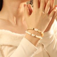 Style IG Bohémien Cercle Coquille Perlé Incruster Cristal Artificiel Plaqué Or 18K Femmes Bracelets main image 9