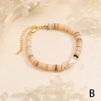 Style IG Bohémien Cercle Coquille Perlé Incruster Cristal Artificiel Plaqué Or 18K Femmes Bracelets main image 5