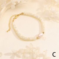 Style IG Bohémien Cercle Coquille Perlé Incruster Cristal Artificiel Plaqué Or 18K Femmes Bracelets sku image 3