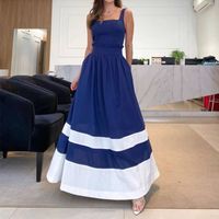 Women's Strap Dress Simple Style Square Neck Sleeveless Color Block Midi Dress Holiday Daily main image 7