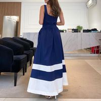 Women's Strap Dress Simple Style Square Neck Sleeveless Color Block Midi Dress Holiday Daily main image 4