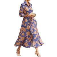 Women's Regular Dress Vacation Turndown Printing Pocket Long Sleeve Printing Maxi Long Dress Holiday Daily main image 2