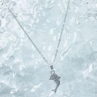 Sterling Silber Süß Moderner Stil Süss Überzug Inlay Delfin Blume Künstlicher Kristall Halskette Mit Anhänger main image 1