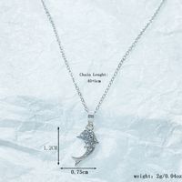 Sterling Silber Süß Moderner Stil Süss Überzug Inlay Delfin Blume Künstlicher Kristall Halskette Mit Anhänger main image 2