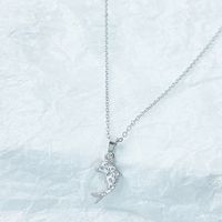Sterling Silber Süß Moderner Stil Süss Überzug Inlay Delfin Blume Künstlicher Kristall Halskette Mit Anhänger main image 5
