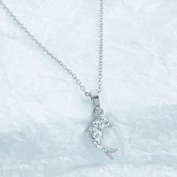 Sterling Silber Süß Moderner Stil Süss Überzug Inlay Delfin Blume Künstlicher Kristall Halskette Mit Anhänger main image 7