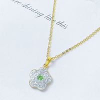 Sterling Silver Cute Modern Style Sweet Plating Inlay Dolphin Flower Artificial Crystal Pendant Necklace main image 10