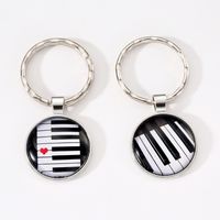 Modern Style Classic Style Round Pano Keys Alloy Glass Casting Bag Pendant Keychain main image 1