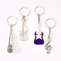 Modern Style Simple Style Guitar Microphone Notes Alloy Plating Bag Pendant Keychain main image 6