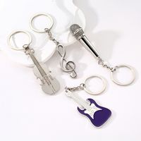 Modern Style Simple Style Guitar Microphone Notes Alloy Plating Bag Pendant Keychain main image 1