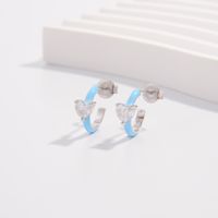 1 Pair Cute Lady Sweet Semicircle Plating Inlay Sterling Silver Zircon Earrings main image 4