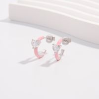 1 Pair Cute Lady Sweet Semicircle Plating Inlay Sterling Silver Zircon Earrings main image 5