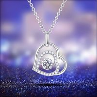 Sterling Silver Elegant Lady Modern Style GRA Certificate Inlay Heart Shape Moissanite Pendant Necklace main image 1