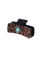 Women's Classic Style Commute Korean Style Leopard Pu Leather Inlay Turquoise Hair Claws main image 3