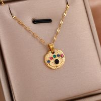 316 Stainless Steel  18K Gold Plated Casual Streetwear Inlay Geometric Natural Stone Rhinestones Pendant Necklace main image 12