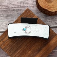 Women's Modern Style Classic Style Rectangle Pu Leather Inlay Turquoise Hair Claws main image 5