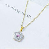 Sterling Silver Cute Lady Sweet Plating Inlay Flower Artificial Crystal Pendant Necklace sku image 1