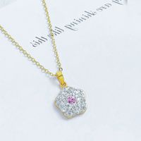 Sterling Silver Cute Lady Sweet Plating Inlay Flower Artificial Crystal Pendant Necklace main image 3