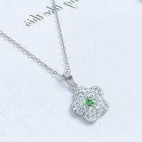 Sterling Silver Cute Lady Sweet Plating Inlay Flower Artificial Crystal Pendant Necklace main image 5