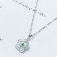 Sterling Silver Cute Lady Sweet Plating Inlay Flower Artificial Crystal Pendant Necklace main image 6