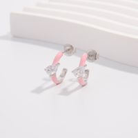 1 Pair Cute Lady Sweet C Shape Plating Inlay Sterling Silver Zircon White Gold Plated Earrings main image 4