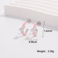 1 Pair Cute Lady Sweet C Shape Plating Inlay Sterling Silver Zircon White Gold Plated Earrings sku image 2