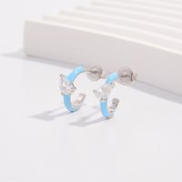 1 Pair Cute Lady Sweet C Shape Plating Inlay Sterling Silver Zircon White Gold Plated Earrings main image 5