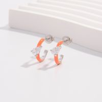 1 Pair Cute Lady Sweet C Shape Plating Inlay Sterling Silver Zircon White Gold Plated Earrings main image 3