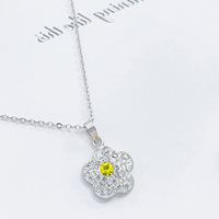 Argent Sterling Mignon Dame Sucré Placage Incruster Fleur Cristal Artificiel Pendentif sku image 3