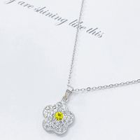 Sterling Silver Cute Lady Sweet Plating Inlay Flower Artificial Crystal Pendant Necklace main image 8